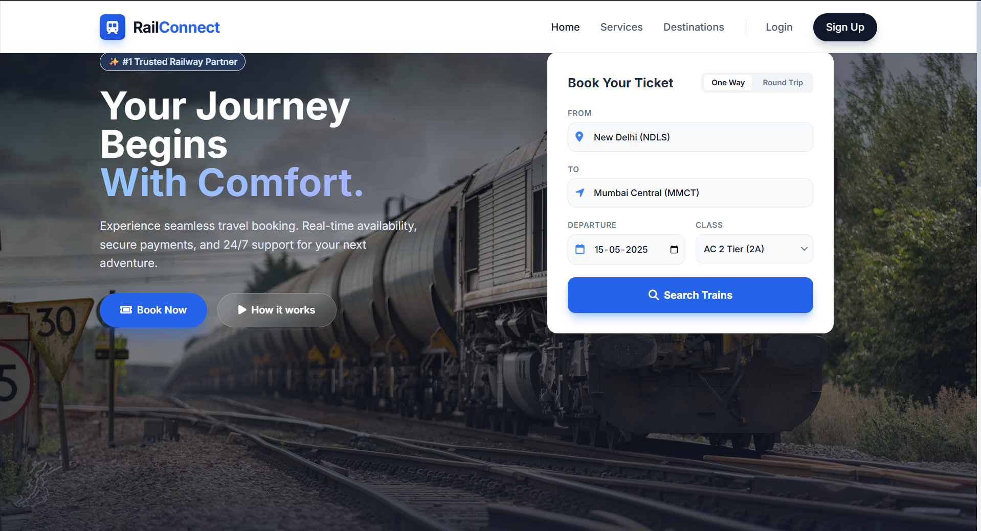 Railway Booking Application Interface